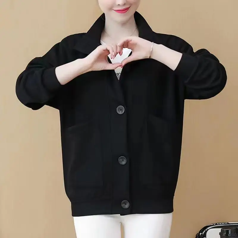 Autumn Winter KPOP Fashion Style Harajuku Slim Fit Tops Women Loose Casual All Match Blusa Solid Long Sleeve Button Outerwear