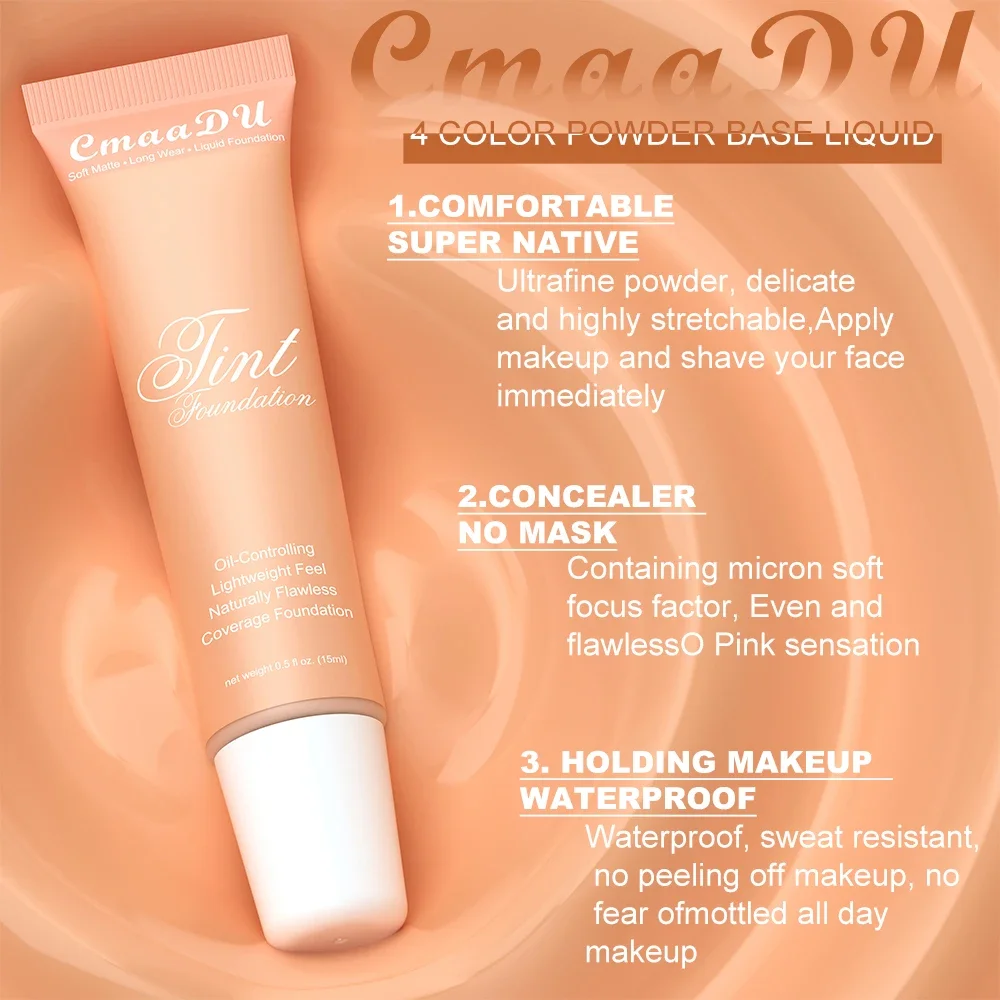 4 Colors Liquid Foundation High Coverage Makeup Base Cream Lasting Concealer BB Cream Matte Finish Waterproof Face Corrector 3