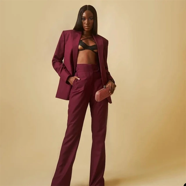 Buy Burgundy Double Breasted Pants Suits, Ladies' Wine 2 Piece Pants and  Blazer Suit Set, Women's Coats, Formal Office Suits, Wedding Suits Online  in India - Etsy