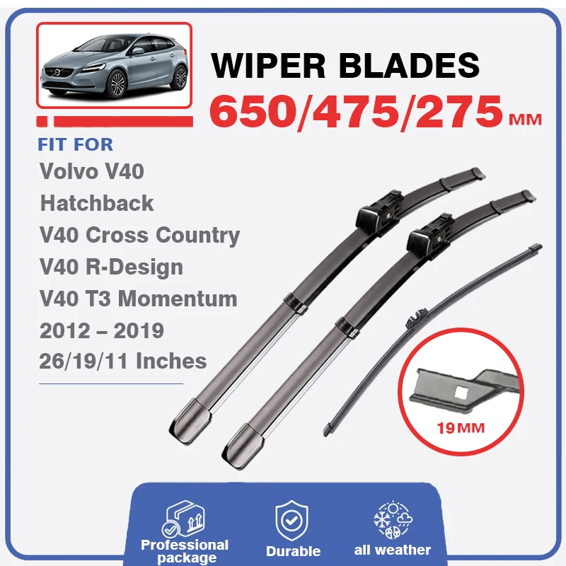 LHD RHD Front Rear Wiper Blades Set For Volvo V40 2012 2016 Cross