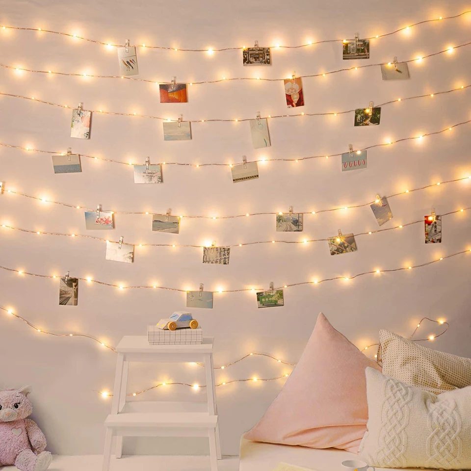 Guirlande lumineuse Led à pince Photo de 1.5m/3m/6m, guirlande d'extérieur  à piles avec Usb, avec pinces à linge, pour la décoration de la maison -  AliExpress