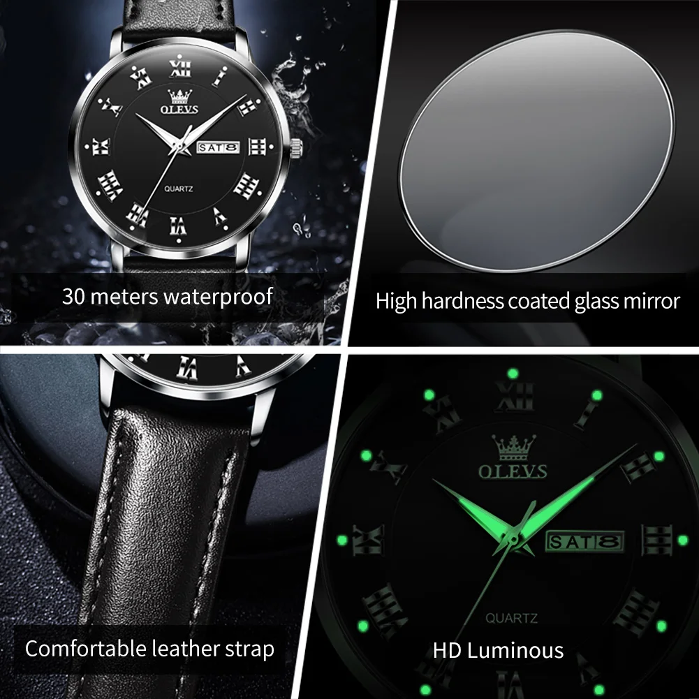 OLEVS 2920 ساعة رجالية موضة الأعمال مقياس روماني م...