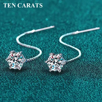 Ten Carats Moissanite Drop Earrings for Women, Elegant Hexagon Cut Dangle Jewelry, Luxury Gift for Anniversary and Parties