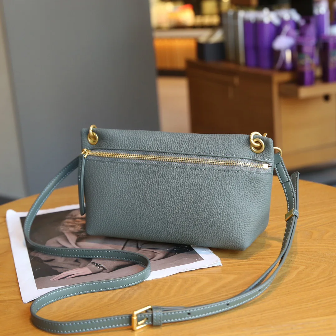 Ladies' Shoulder Bag 2024 New Top Layer Cowhide Leather Handbag Crossbody Phone Bag Women's Trend Commuting Underarm Bag