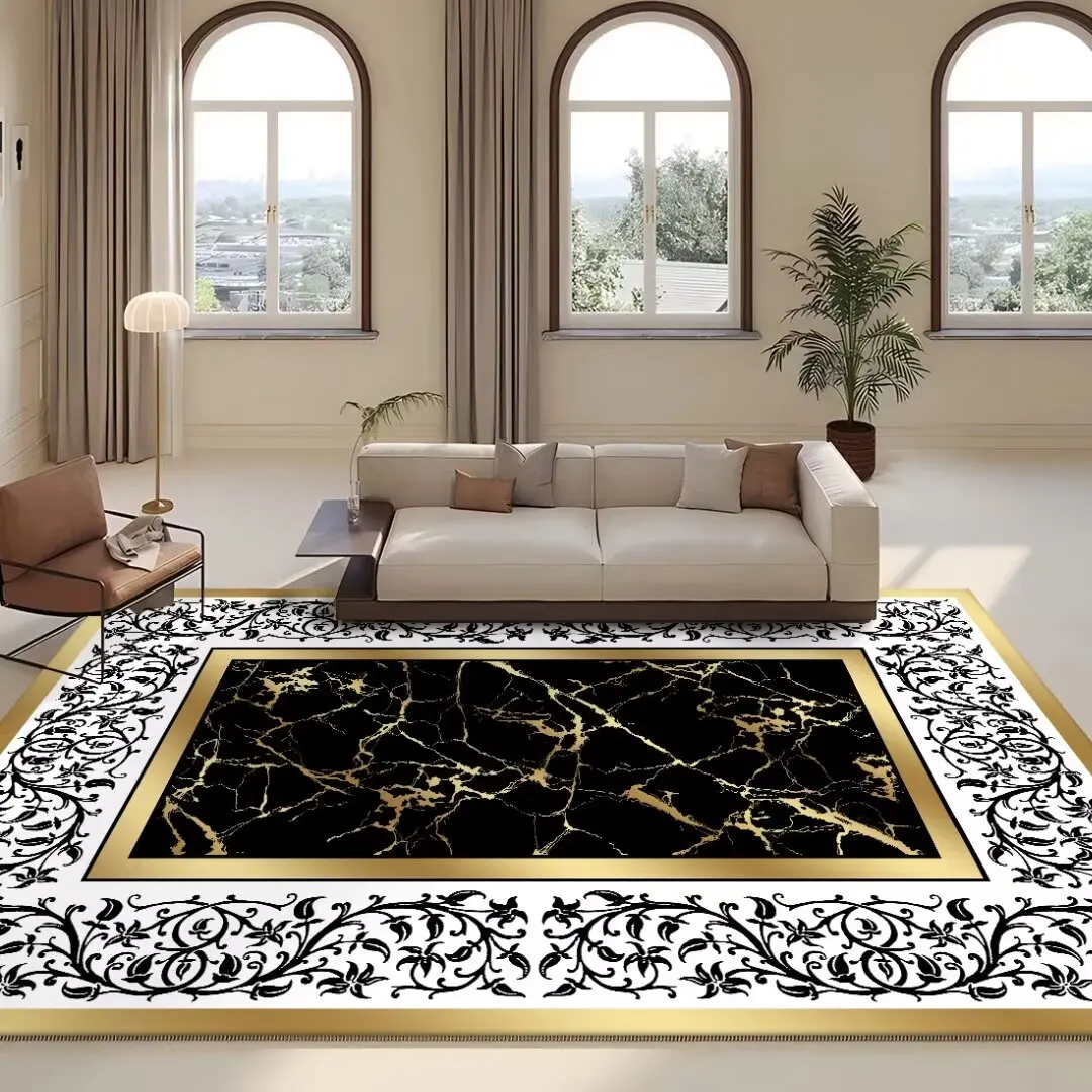 Luxury Gold Living Room Decoration Carpets Home High-quality Soft Rug Dining Room Easy Cleaning Non-slip Comfortable Floor Mat 2