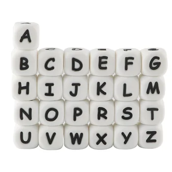 Kovict 10pcs 12MM 실리콘 편지 비즈 아기 Teething Teethers 영어 알파벳 편지 비즈 BPA 무료 베이비 샤워 선물