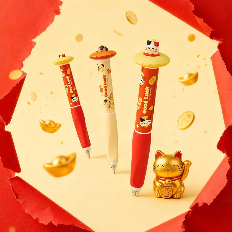 새롭고 귀여운 회전형 무 젤 펜 0.5mm 재미있는 동물 모양의 속건성 펜, 창의적인 회전형 무 포켓 펜 (학교 및 사무실용)