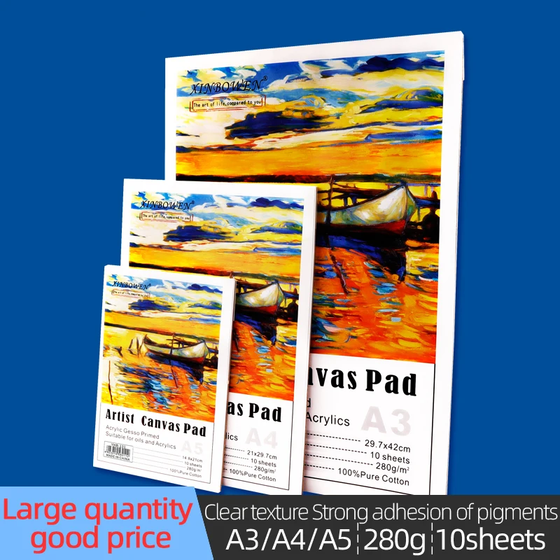 Artist Canvas Pad A3/A4/A5 Oil Painting Board Cotton Sketch Pads For Art Students Thick Textured Painting Paper 280 GSM