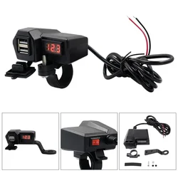 Dual USB Port Waterproof Motorcycle Charger with Voltmeter - Fast - Charging Cable (Dual USB Charger)