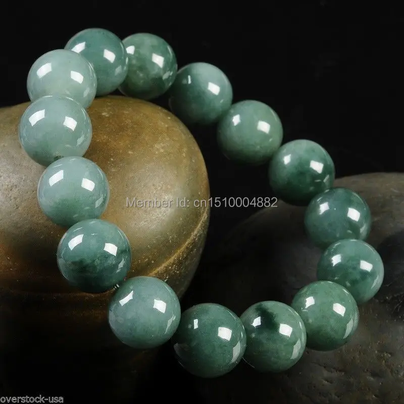

FINE Certified A Grade Jade (Oil-Green jadeite) Carved 13mm Bead Bracelet
