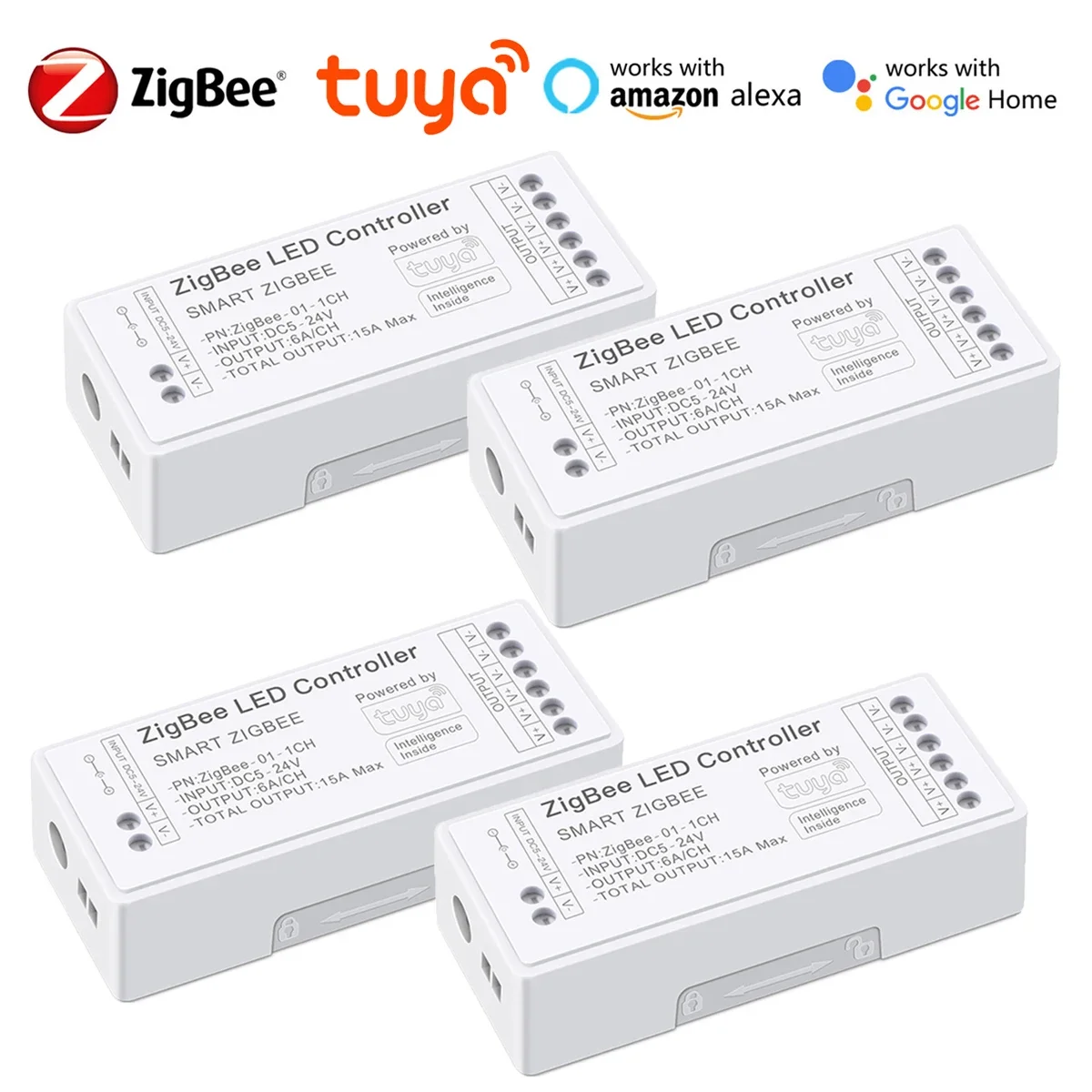 สวิตช์หรี่ไฟ LED อัจฉริยะ Zigbee 5-24V สำหรับไฟสีเดียว/RGB/CCT/RGBW/RGBCCT ใช้ได้กับ Tuya Smart Life, ต้องใช้ Zigbee3.0 Geteay 1