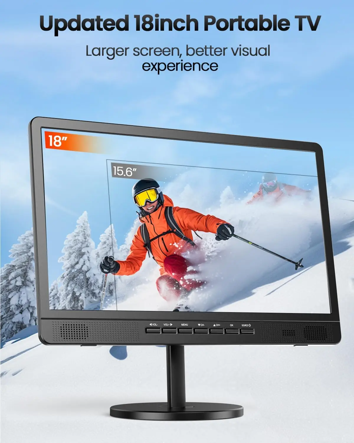 18 Inch Portable TV with Digital ATSC Tuner, Small TV with Built-in 6000mAh Battery, Portable Monitor 1080P HDMI Input