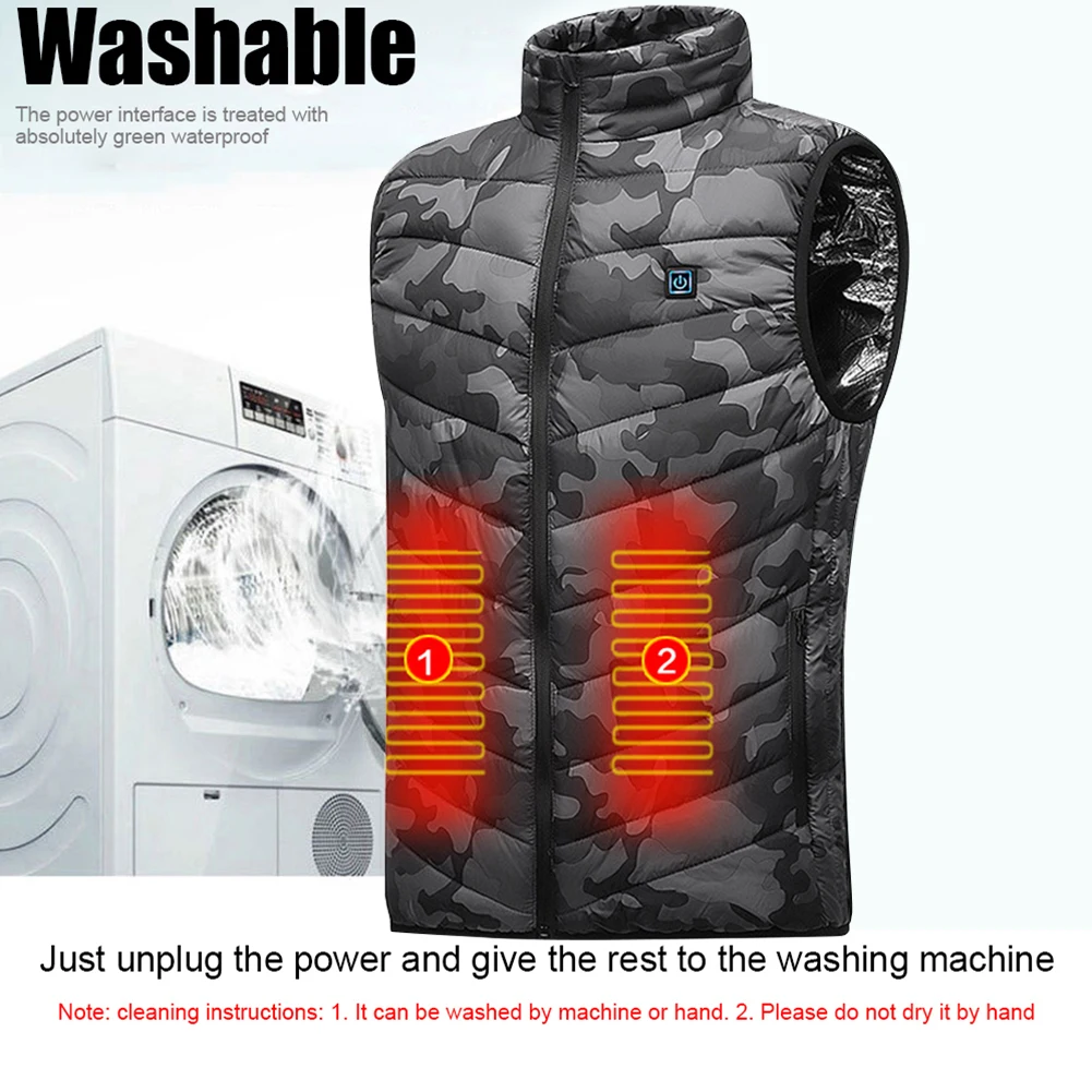 Unisex Electric Heated Vest 9 Heating Areas Graphene Smart Heating Jackets Washable Lightweight with Zip USB Camping Outdoor heated jacket