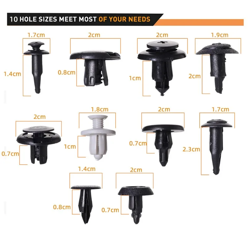 100pcs Car Retainer Clips 10Sizes Fasteners Automotive Plastic Clips Kit Auto Trim Panel Clip Mixed Car Body Bumper Rivet