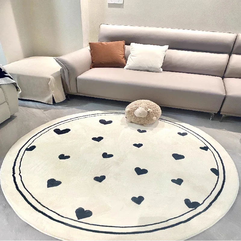 Fresh and Simple Rugs for Bedroom Round Fluffy Bedside Mat Covered with Large Area Carpets for Living Room Soft Cloakroom Rug 3