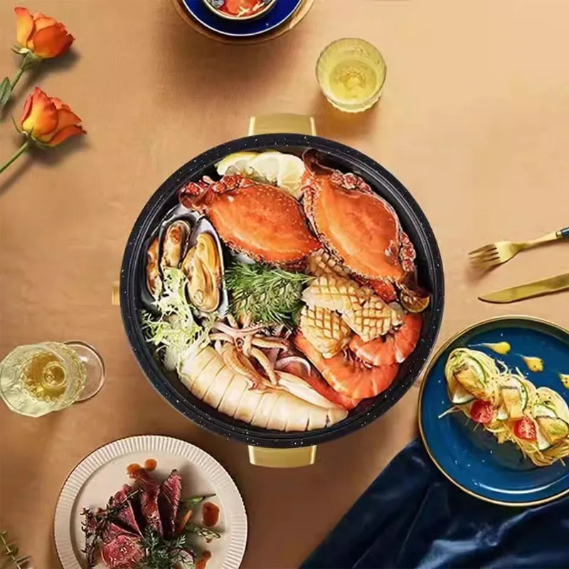 Electric hotpot pot household multifunctional mandarin duck split type large capacity electric stir fry pot electric frying pan 4