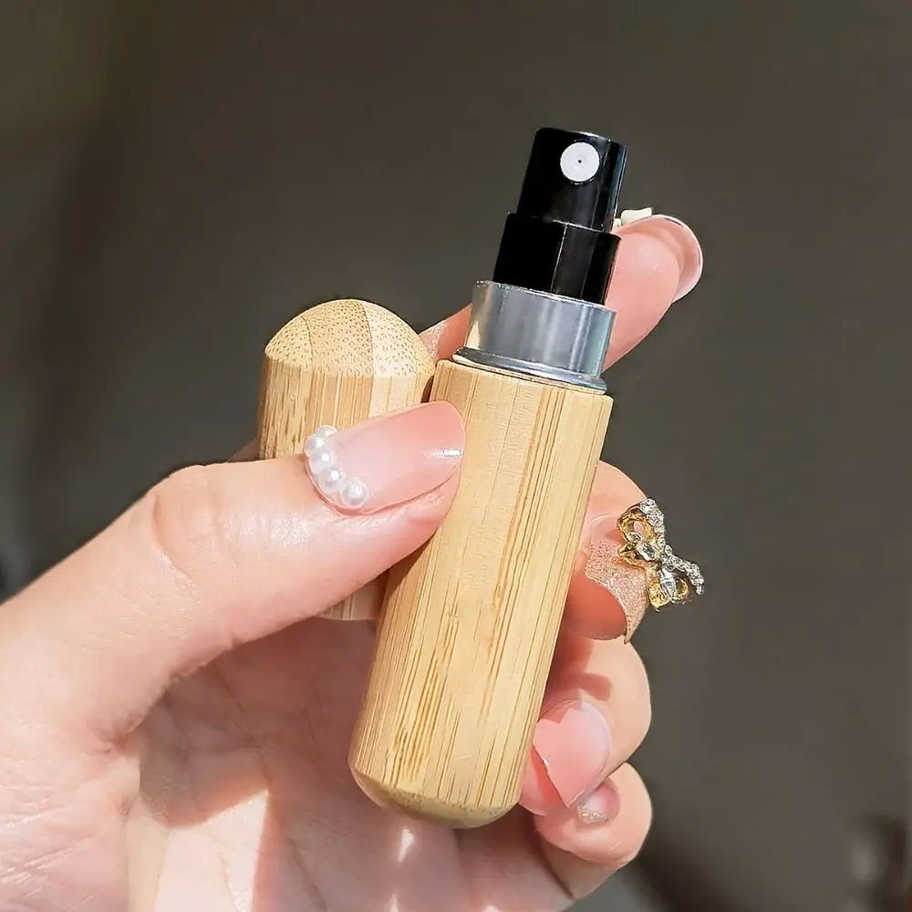 5/8ML Ultra Fine Refillable Perfume Bottle Mini Bottom Filling Liner Bamboo Spray Bottle Wood Portable Atomizer Gift