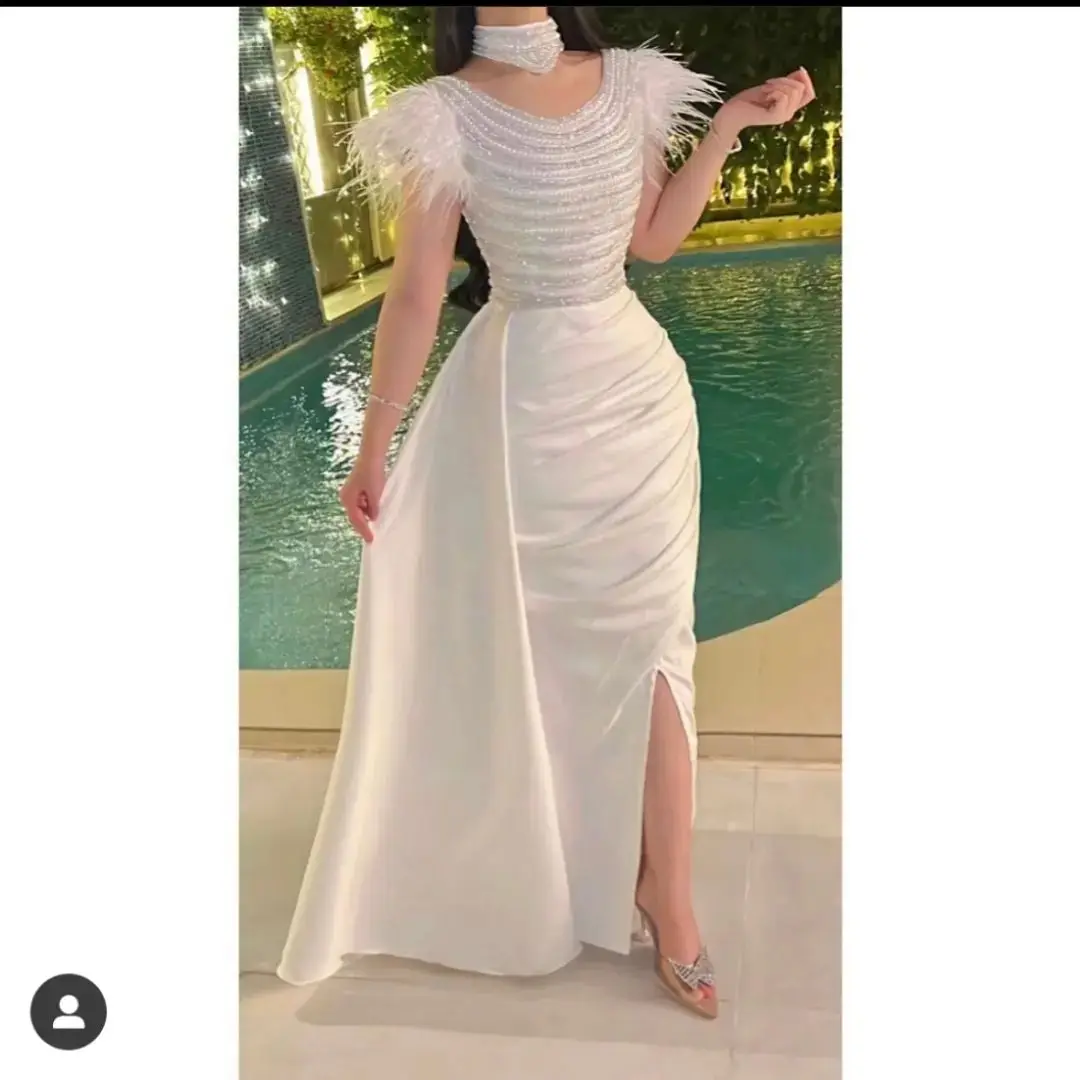 

Alicerb Mermaid Evening Dress Shine Wedding Party Birthday Dress Prom Gowns Short Sleeve With Slit свадебное платье فساتين السه