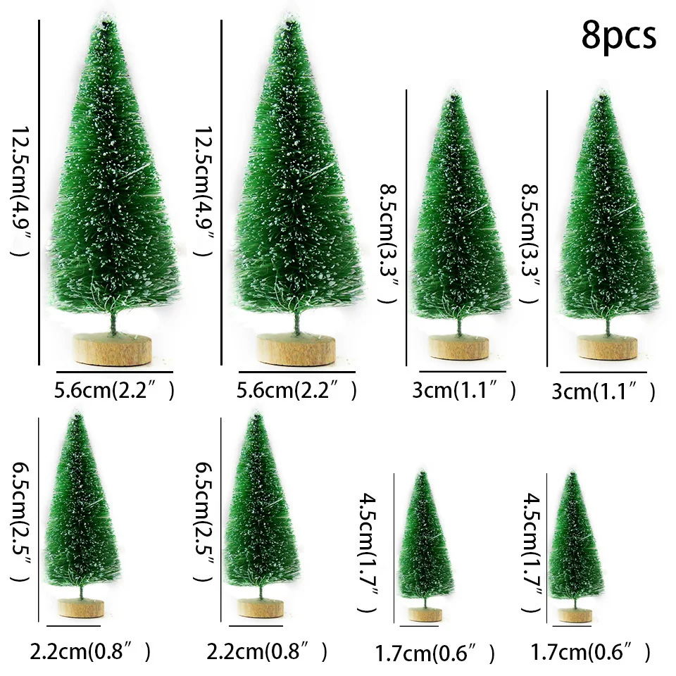 8Pcs/set Mini Christmas Pine Tree Multi Size Colorful Trees Xmas Home Desktop Ornaments Noel Party Table Decorations Supply christmas tree ornaments mini christmas tree