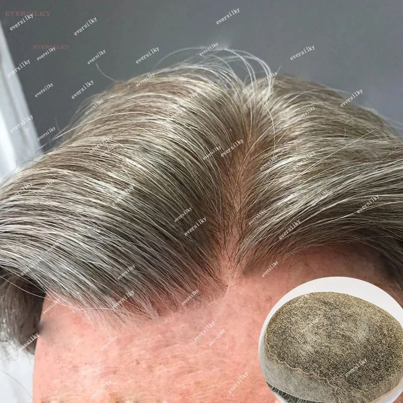 

Natural Hairline Male Wig Grey Black Brown Blonde 1B65 Durable Q6 Bleached Knots Breathable Lace Men Toupee Human Hair Prosthesi