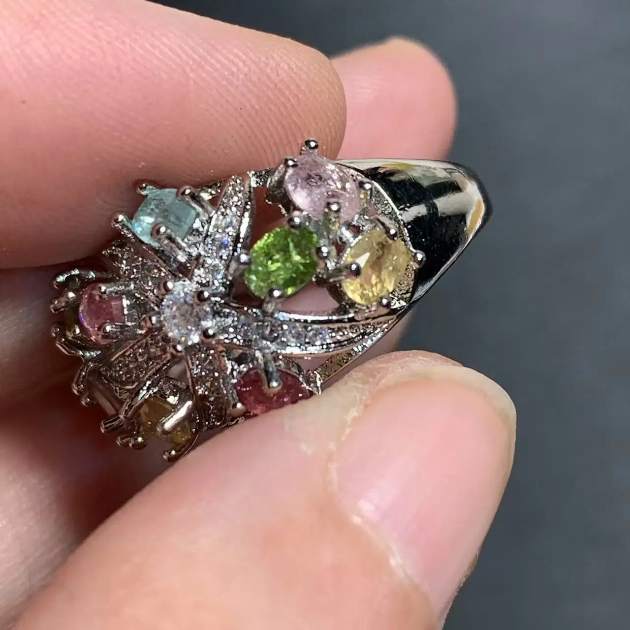 MM Natural Tourmaline Ring Adjustable Female Ring Jewelry for Women Gift Wholesale High Quality Vintage Fine