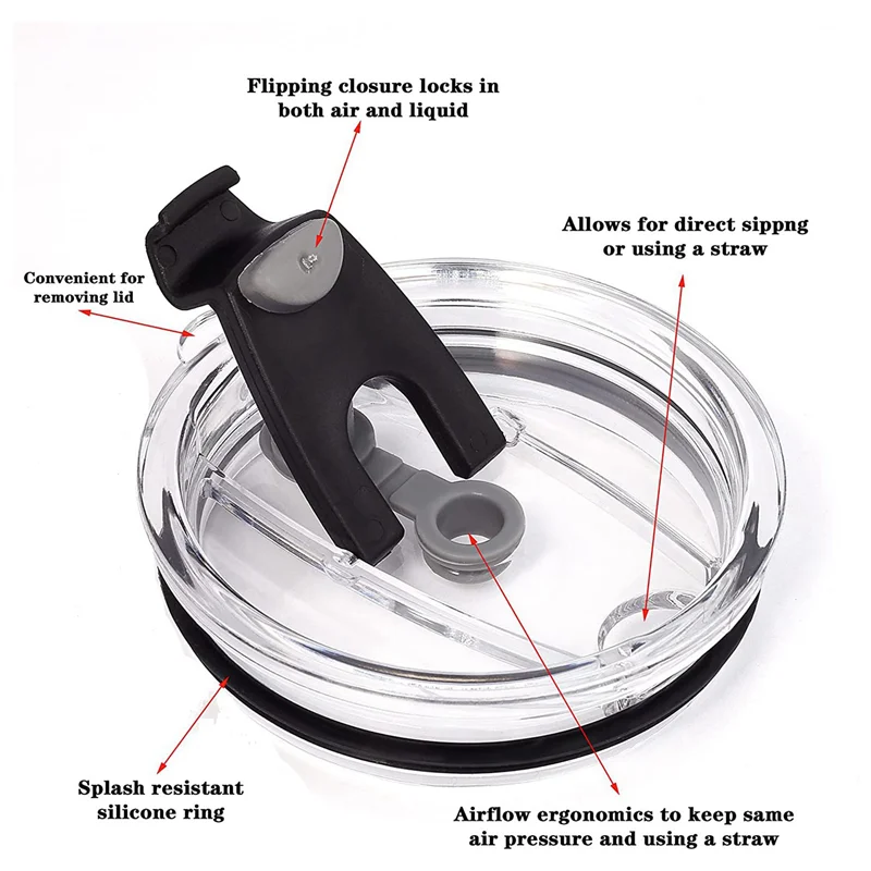 ABUN-8 Pack 20 Oz Tumbler Replacement Lid,Spill Proof,Tumbler Lids For Yeti,Rambler,Ozark Trail, Straw Friendly (Double Hole)