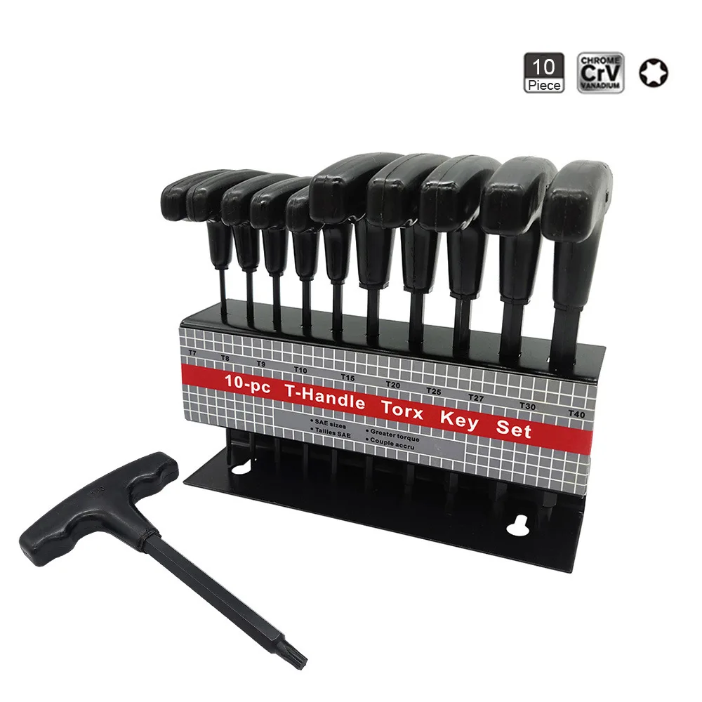 

O50 10pc Metric or Inch T-Handle Hex Key Allen Wrench Tool Set or Star T-Handle Hex Key Set with Convenient Storage