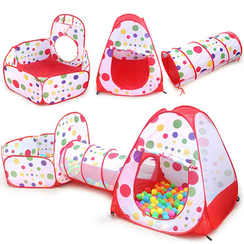 3 in 1 Children's Tent Toys Camping Tents Portable Kids Ball Pool for Children Play House Crawling Tunnel Outdoor Pop-up Tent 2