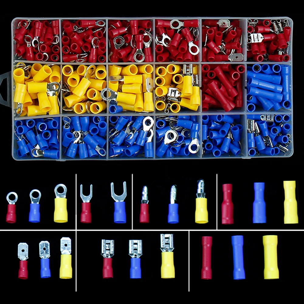 Crimp flat terminal box insulated fork quick connector kit Electrical