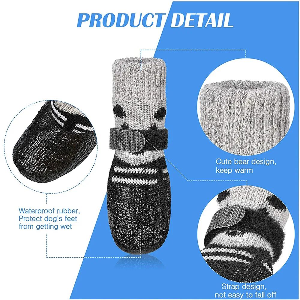 개 고양이 부츠 신발 양말 방수 개 신발 비 눈 애완 동물 부츠 조정 가능한 Drawstring와 Anti-Slip 작은 강아지 양말 신발