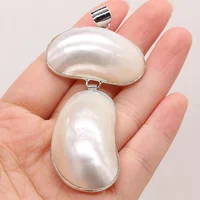 Natural Alloy White Accessories Shell Irregular Egg-shaped Pendant Handmade Crafts Making DIY Exquisite Necklace Jewelry 2