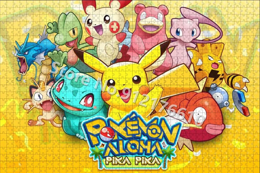 Pokemon 300/500/1000 Pieces Family Decompress Educational Puzzle Pikachu Cartoon Anime Monster Puzzle Jigsaw for Kids Toys