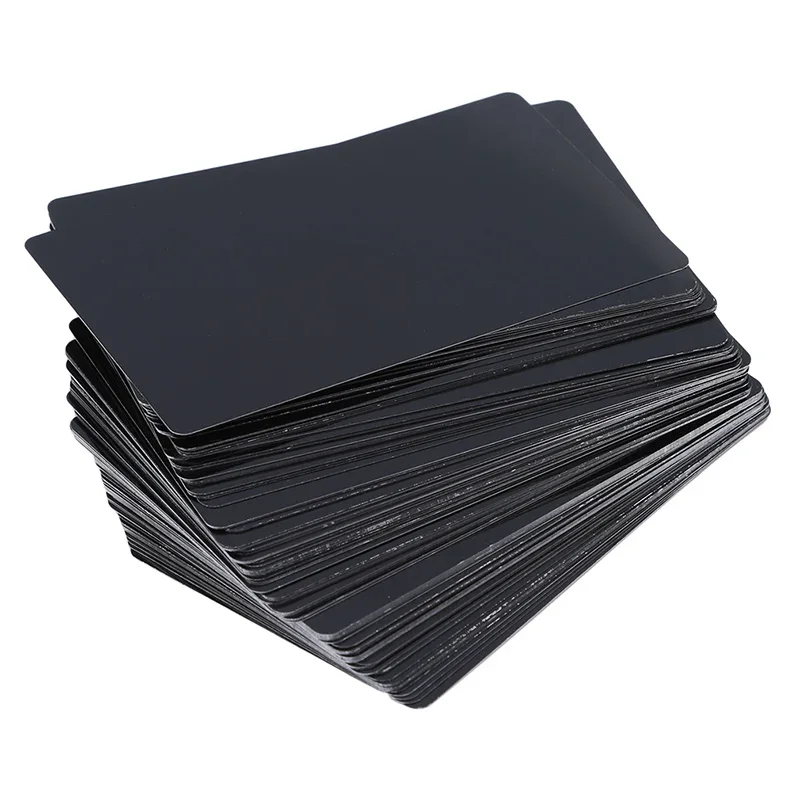 100 PCs Pack Aluminum Alloy Business Visiting Cards Laser Engraved Metal Blanks in 5 Colors-Black Silver Yellow Blue