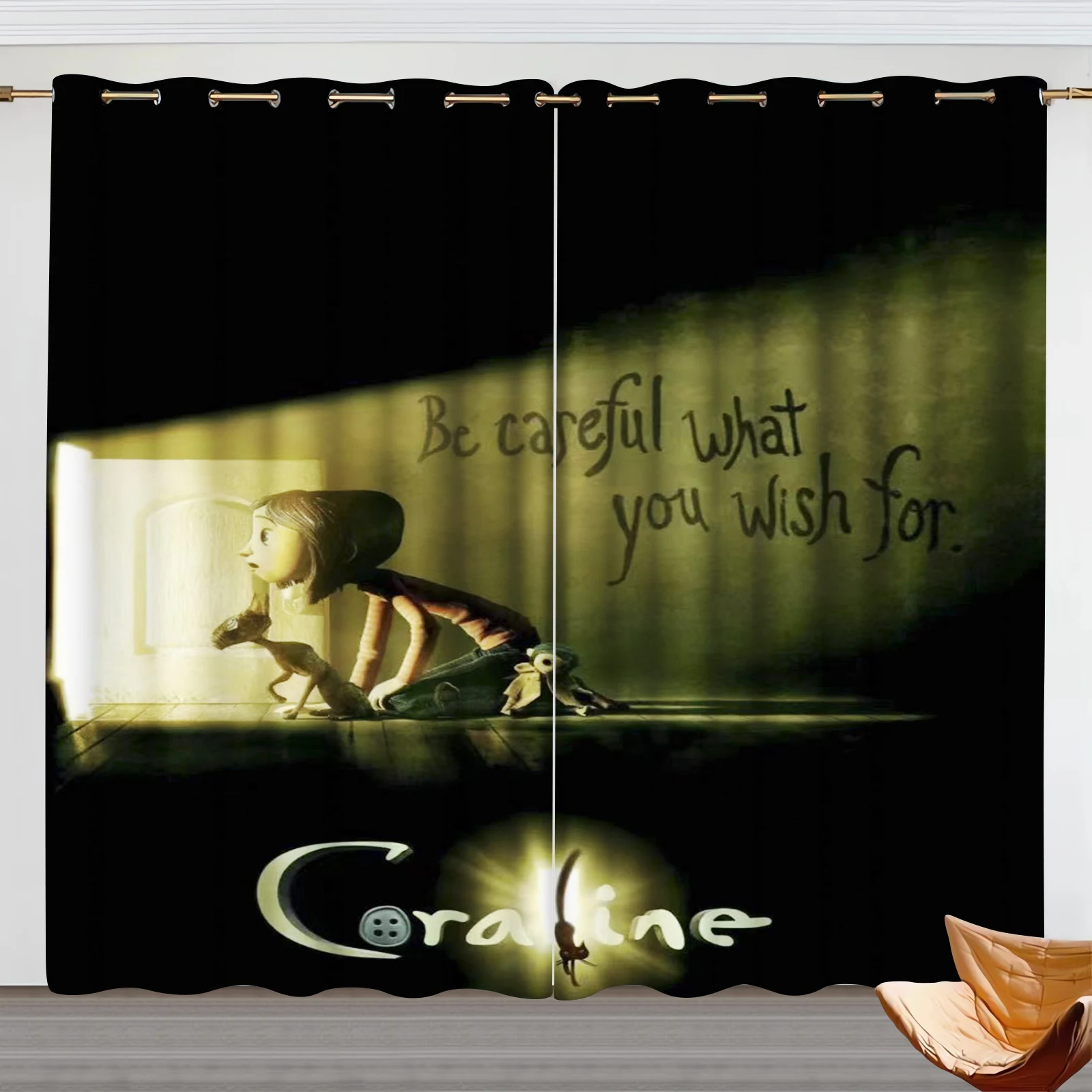 Anime Girl  Coraline Curtains Living Room Blackout Ghost Mother Cartoon Customisable Anime Curtains Manga Peripheral 4