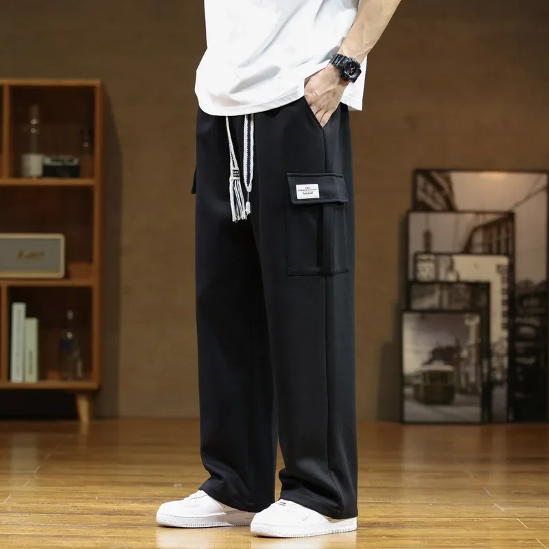 

Spring Autumn New Sweatpants Men Multi-Pockets Drawstring Cotton Casual Track Pant Male Loose Straight Trousers Large Size 8XL