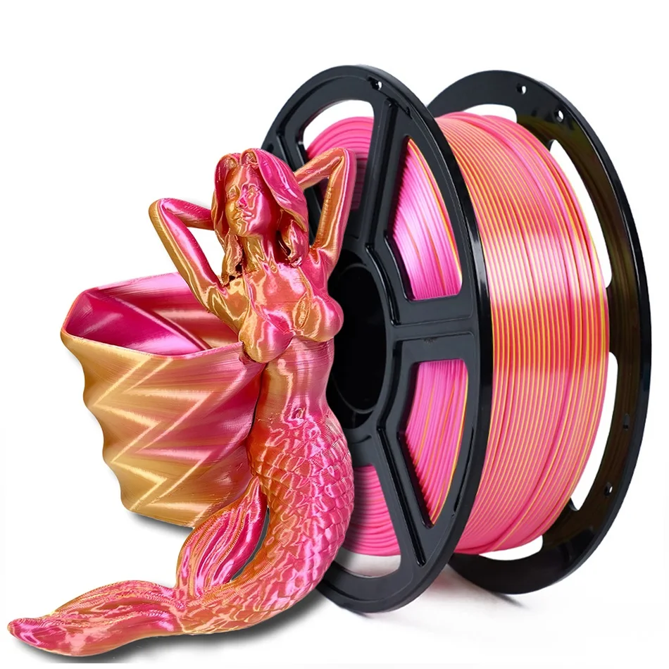 Dual Color PLA Filament Two Colors Rotating and blending Silk