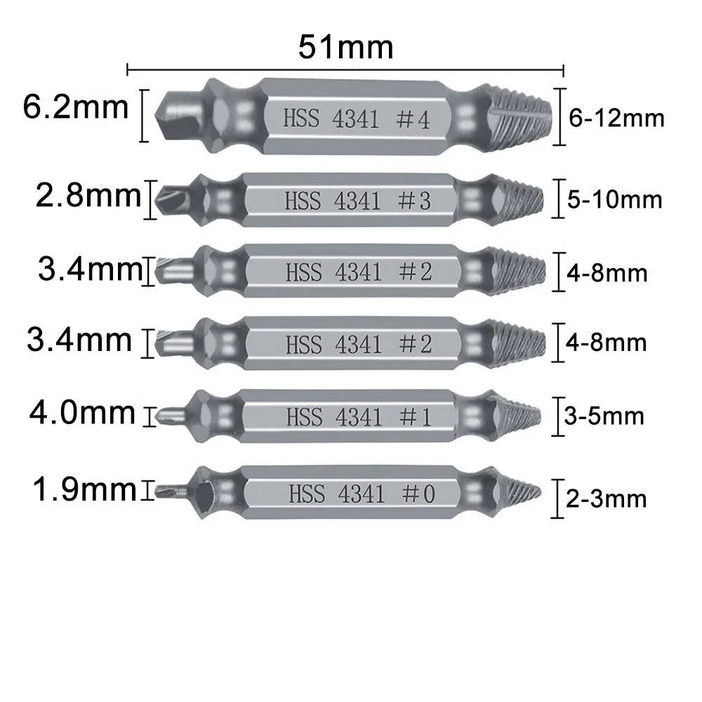 Damaged Screw Extractor Drill Bit Set 4/5/6Pcs Stripped Broken Screw Bolt Extractor Remover Easily Take Out Demolition Tools