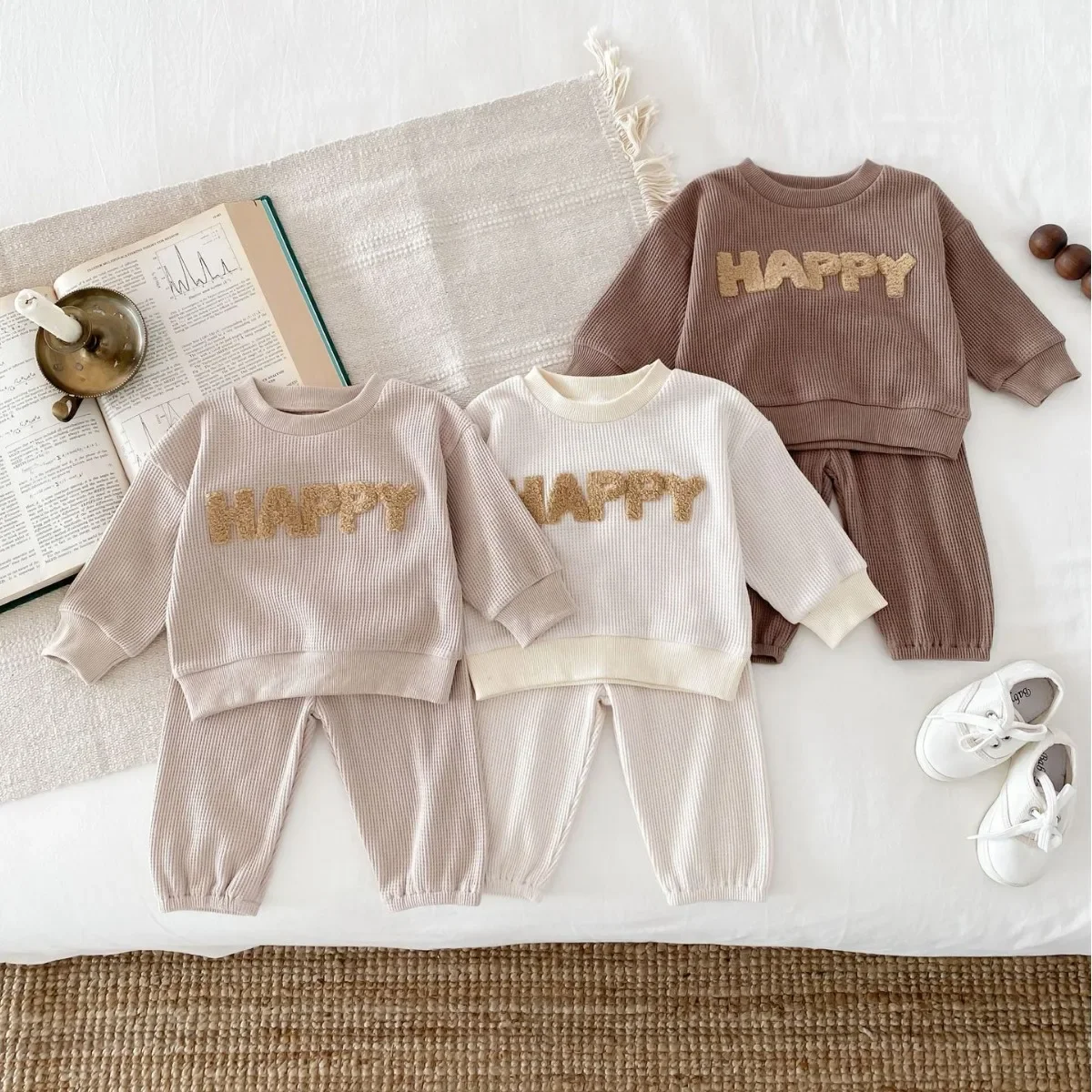 

Детский осенне-зимний комплект одежды От 1 до 4 лет для новорожденных мальчиков и девочек, пуловер с длинным рукавом, топ, свитшот для малышей, свободный комплект из 2 предметов