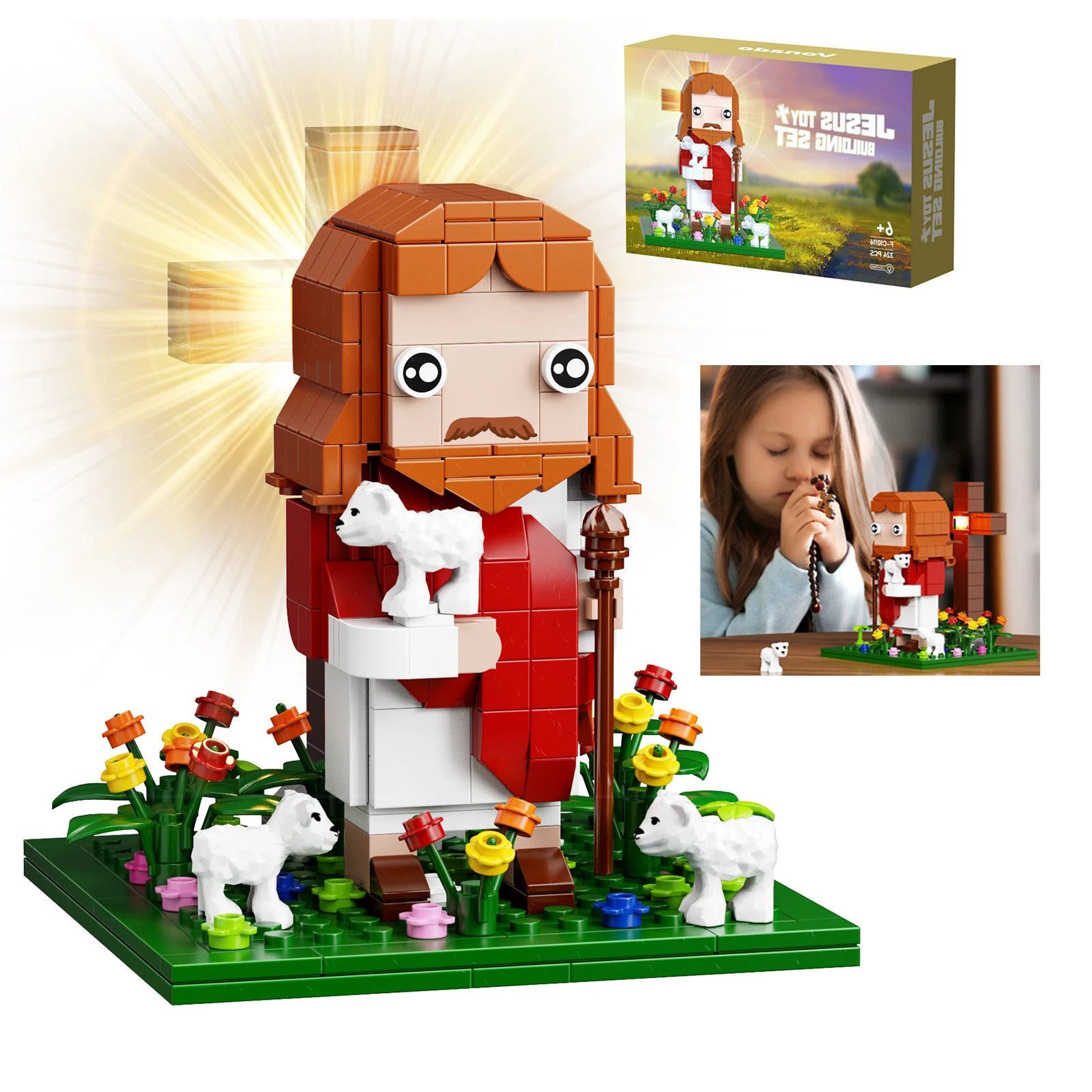 Jesus Building Blocks Set The Shepherd God Bible Story Jesus Figures Model Toys Easter, Christmas Gifts