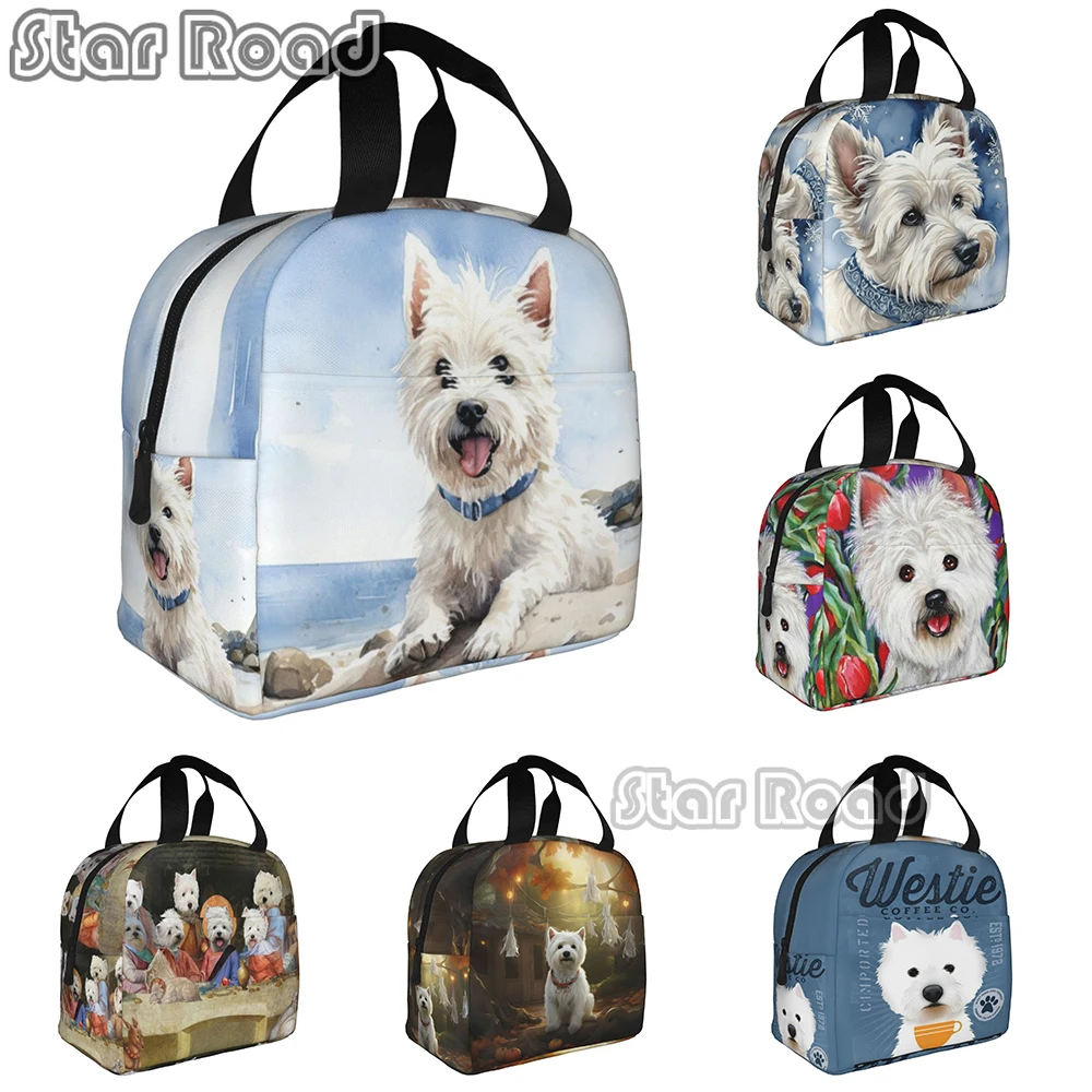 

Westie Dog Insulated Lunch Bag for Women Portable Animal Puppy Lovers Cooler Thermal Lunch Tote Office Work School