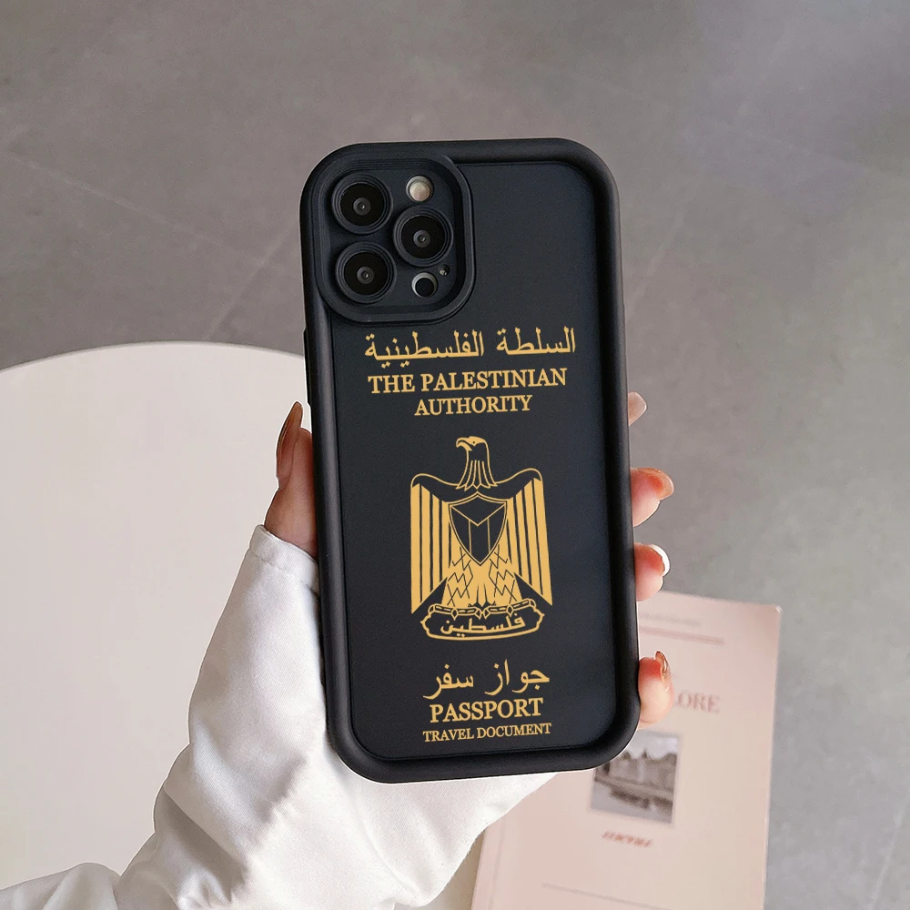 thumbnail image 1 of Funda protectora para cámara de pasaporte con mapa de la bandera de Palestina de dibujos animados para iPhone 15, 14, 13, 12, 11 Pro Max, Mini XR, XS, X, 8 Plus, funda de TPU suave, 1 of 5