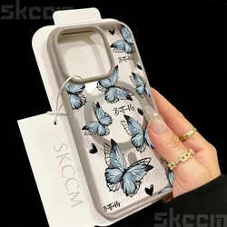Butterfly Magnetic Transparent Phone Case with Matte Wireless Charging Cover - S23 Plus (Light Gray - 2X1670)