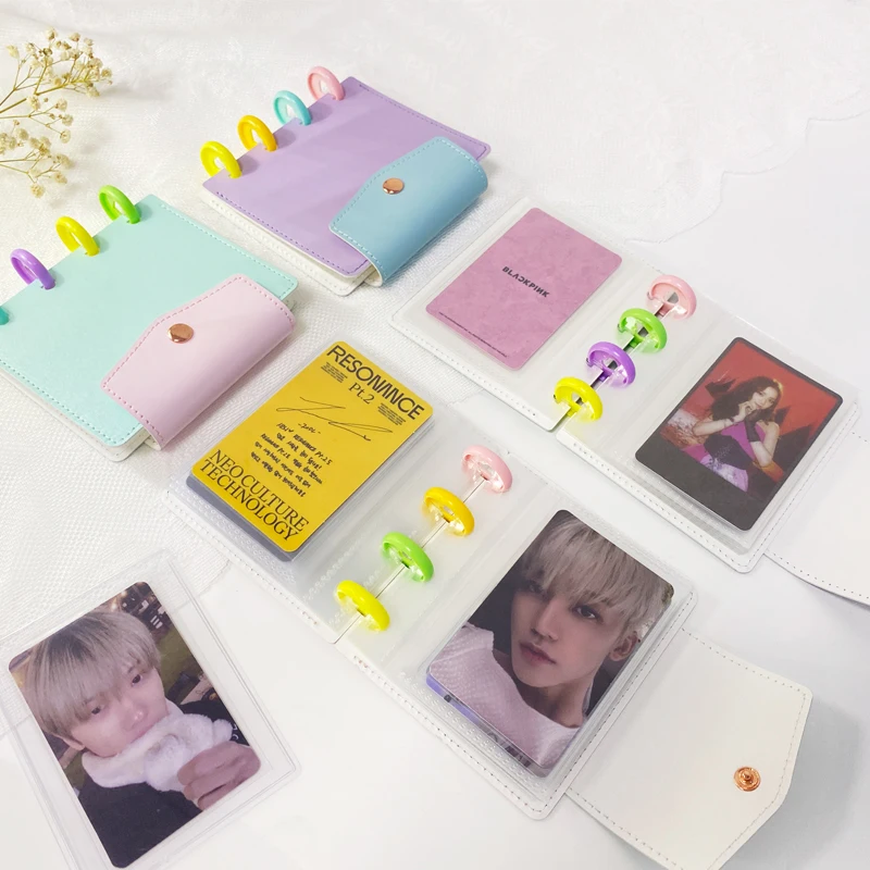 Cogumelo Hole Binder com Bolsos Transparentes Álbum de Fotos Fichário Disco Ligado Photocard Planejador Inserções Anel 3 - Imagem 5