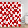 Colorful Checkerboard Shower Curtain Black White Blocks Distorted Chess Board Bathroom Curtain Modern Abstract Bath Decorations 5