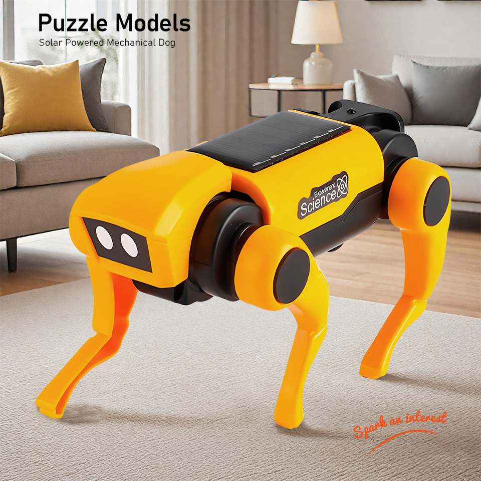 Solar Remote Control Robot Dog Mechanical Cat Handmade DIY Science and Technology Production Set Assembled Machine Toy Dog