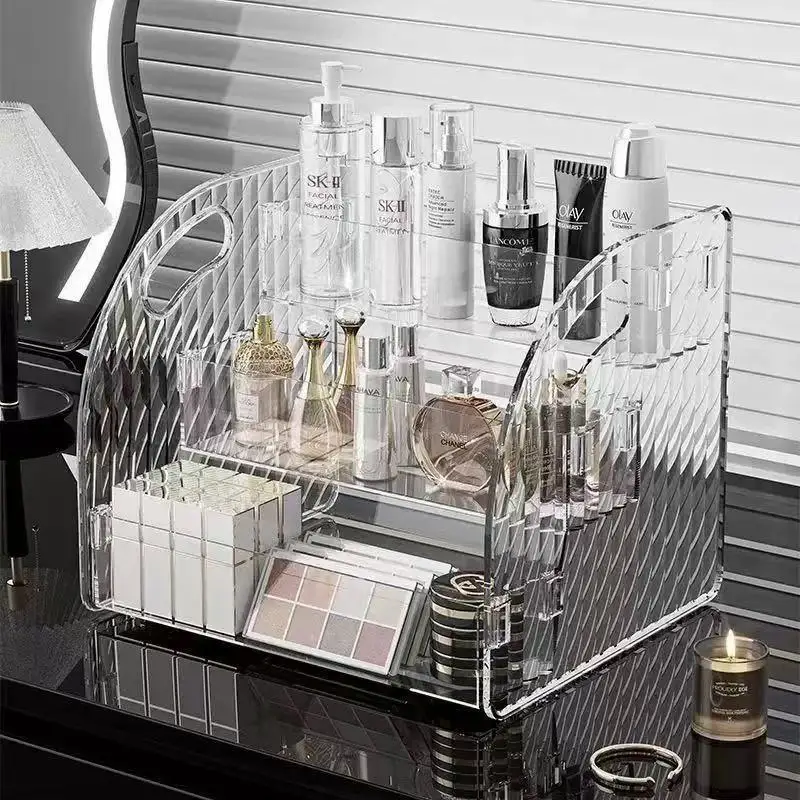 Organizzatore Cosmetico in Acrilico Trasparente di Grandi Dimensioni, Supporto da Scrivania Multi-Livello per Conservazione di Diversi Prodotti di Trucco - immagine 5