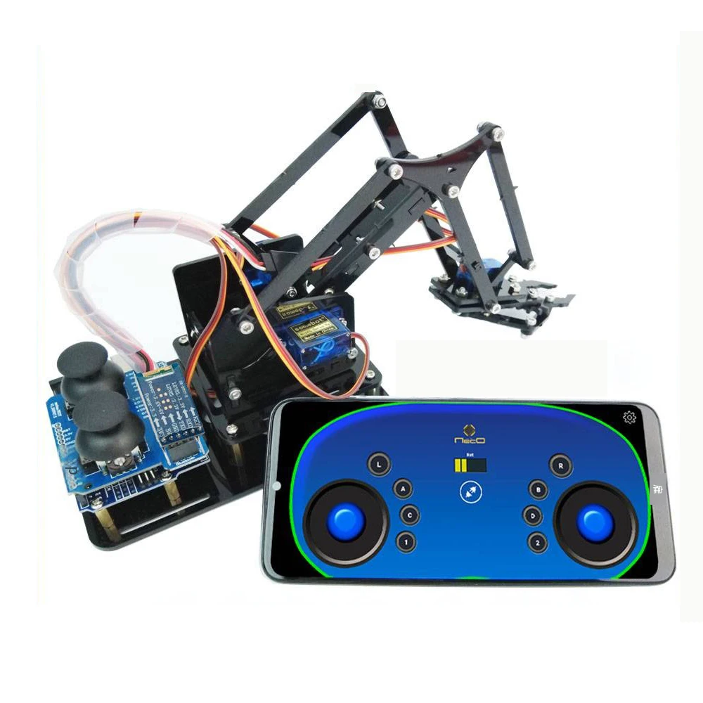 

SG90 MG90 4 DOF Unassembly Acrylic Mechanical Arm with App Control Robotic Manipulator Claw For Arduino Robot Bluetooth DIY Kit