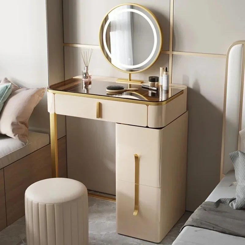 

Комод для маленькой спальни в скандинавском стиле, роскошный макияжный стол, стеклянный мини-туалетный столик из цельной древесины, настенная мебель