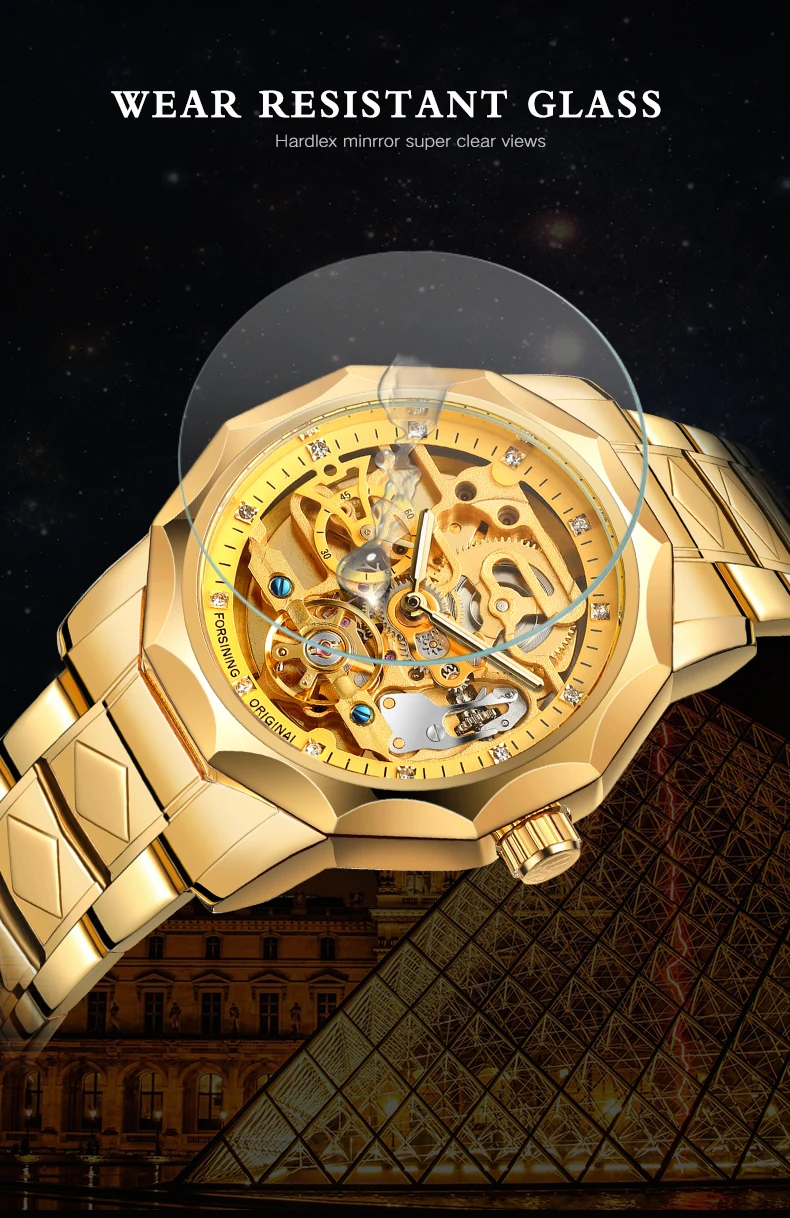 Forsining Skeleton Dial Mens Mechanical Watch Luxury Automatic Tourbillon Watches Diamond Outdoor Wristwatch Relogio Masculino