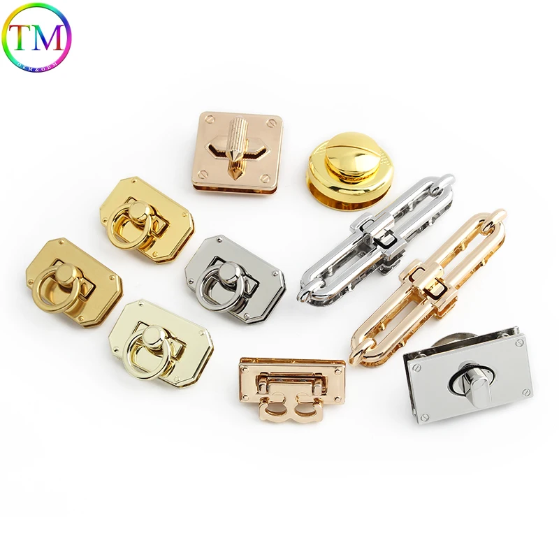 Round/Rectangular Metal Durable Clutch Bag Turn Lock Twist Lock For Leather Craft Handbag Shoulder DIY Hardware Accessories